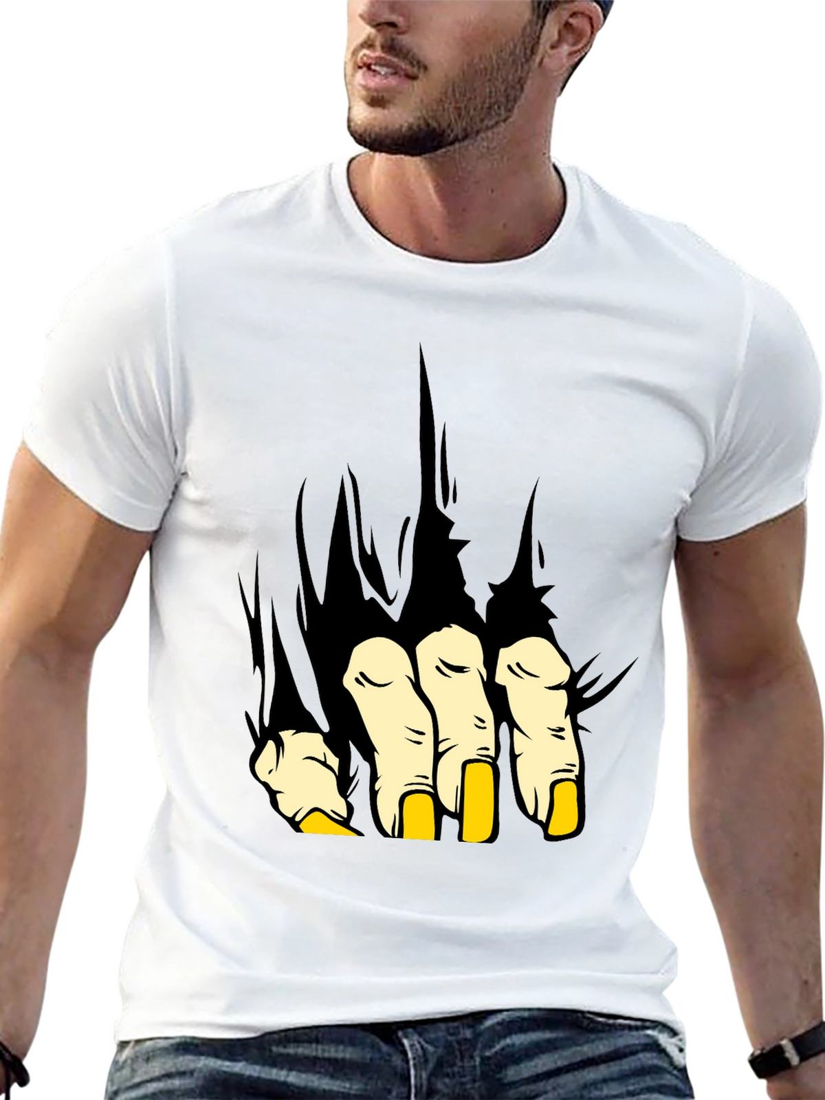 Monster Hand Graphic Print Black T-Shirt