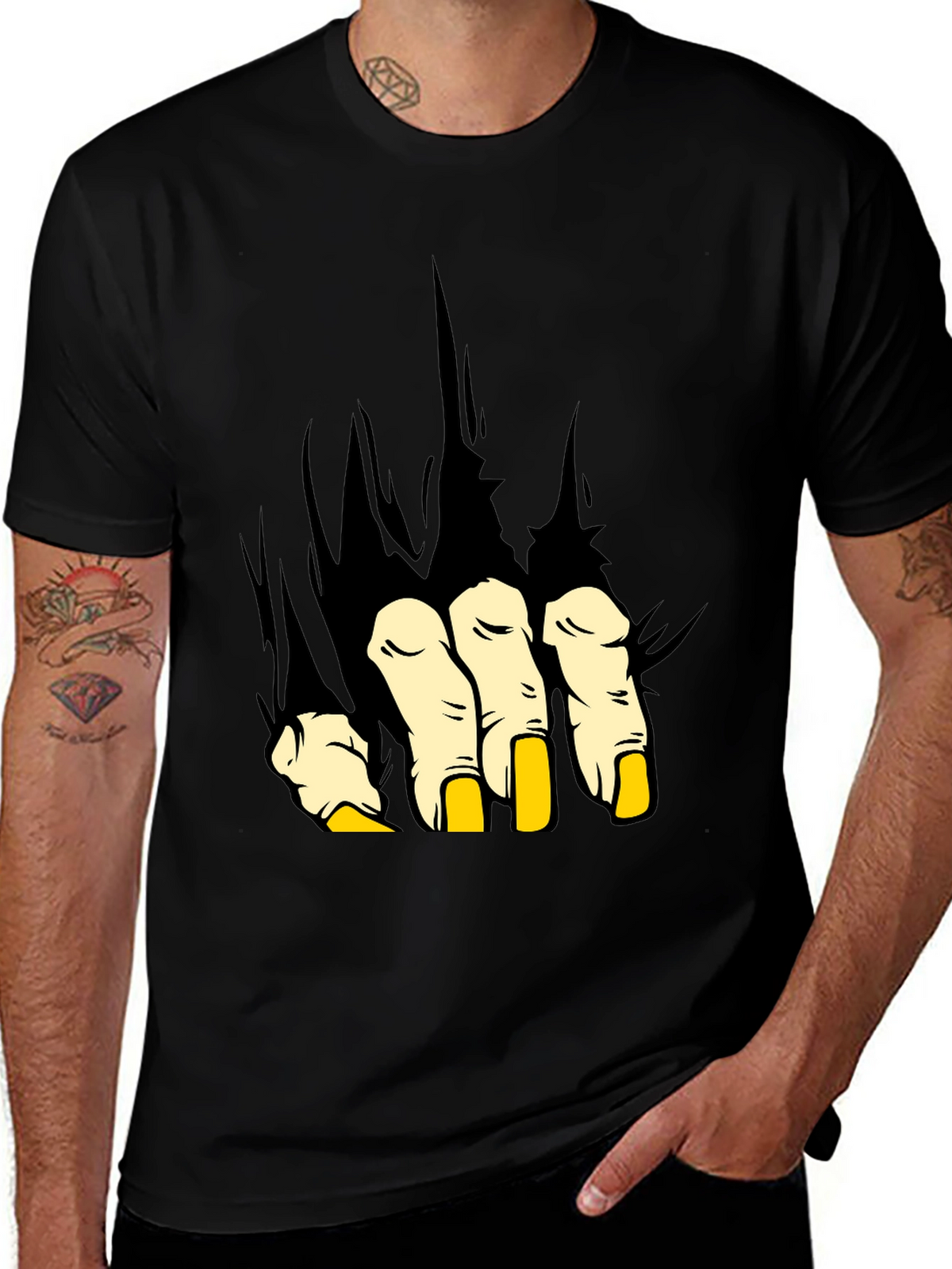 Monster Hand Graphic Print Black T-Shirt