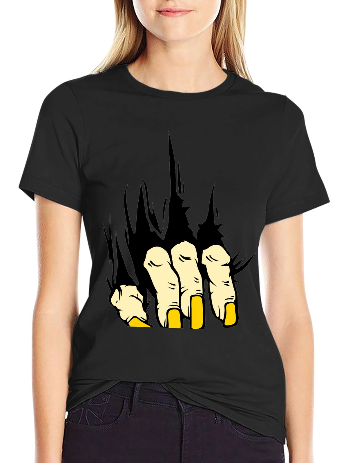 Monster Hand Graphic Print Black T-Shirt