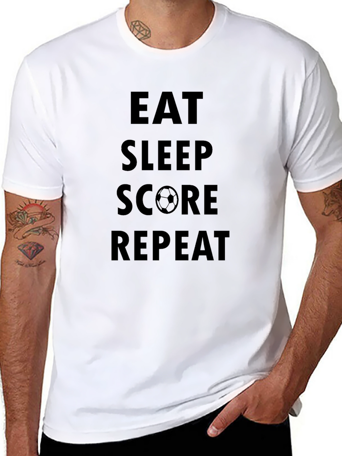 Eat Sleep Score Repeat Black T-Shirt