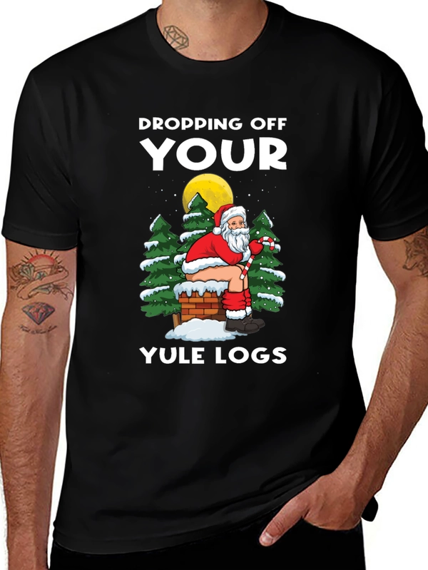 Dropping Off Your Yule Logs Funny Santa T-Shirt