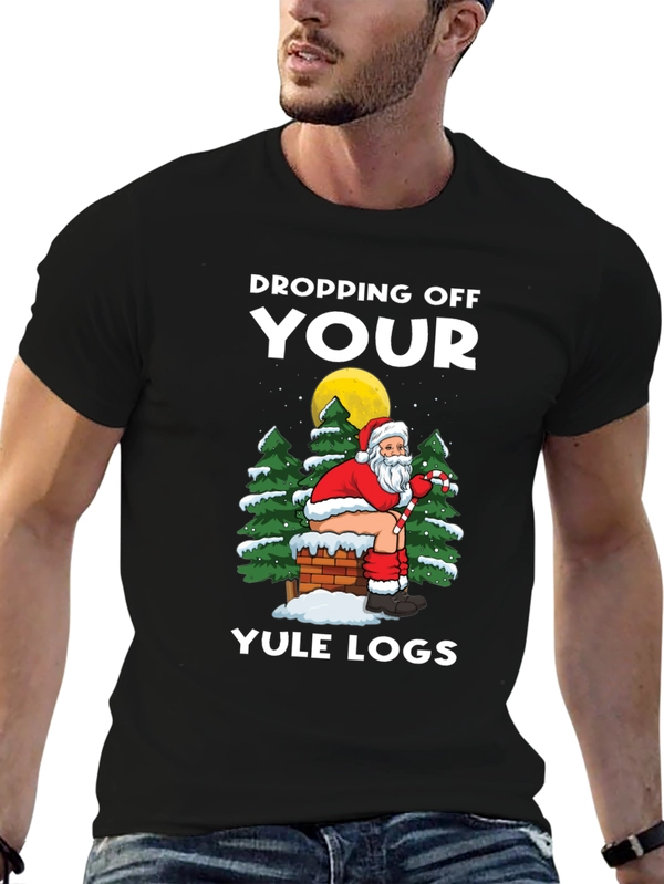 Dropping Off Your Yule Logs Funny Santa T-Shirt