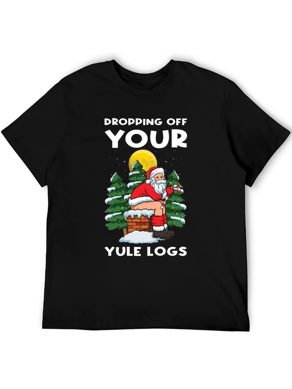 Dropping Off Your Yule Logs Funny Santa T-Shirt