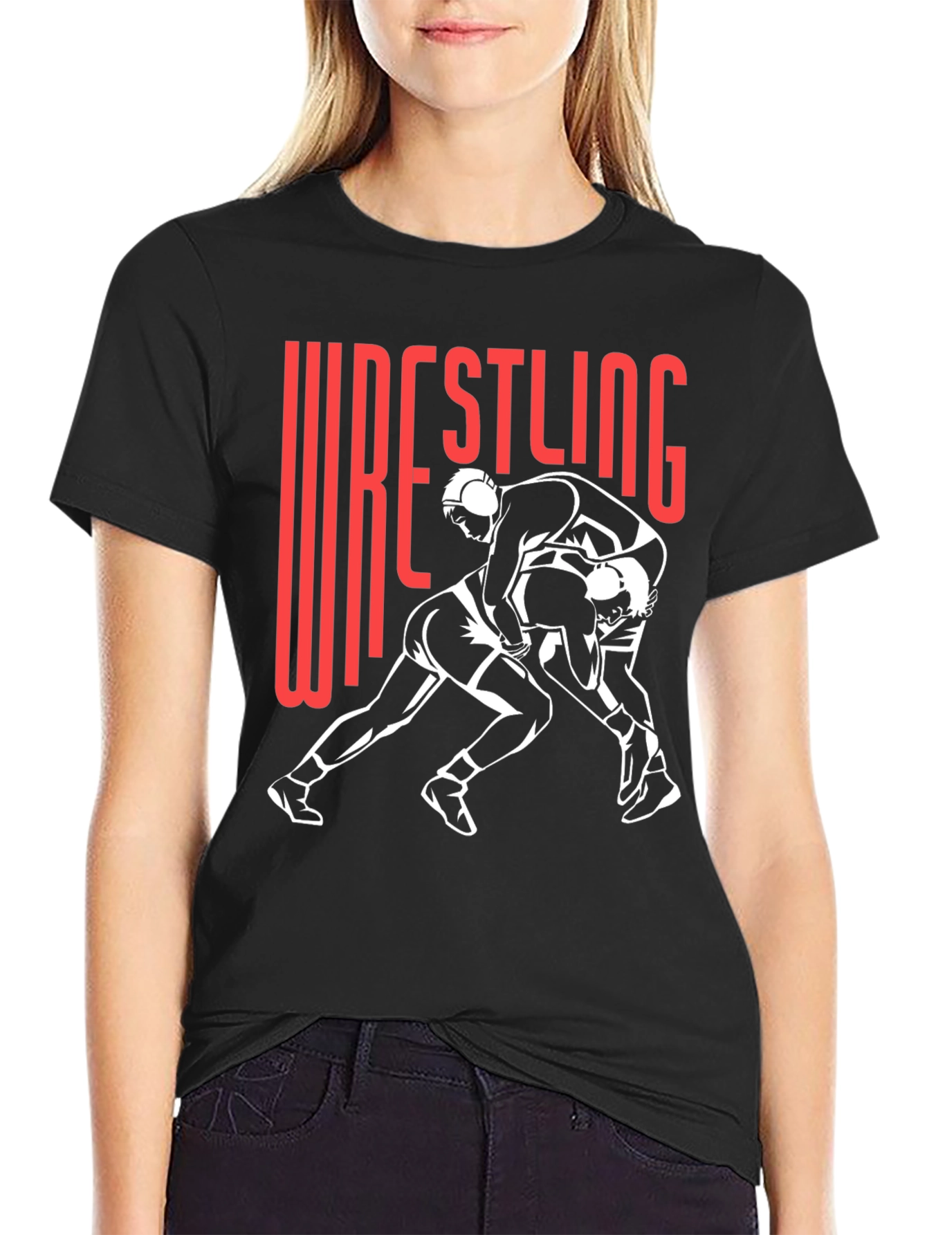 Wrestling Graphic Tee - Black Cotton Blend