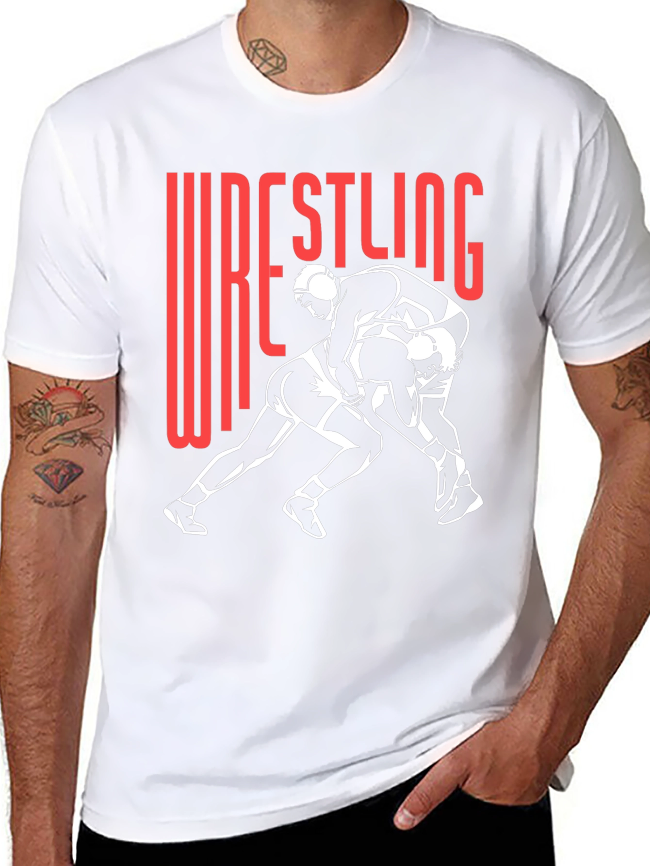 Wrestling Graphic Tee - Black Cotton Blend
