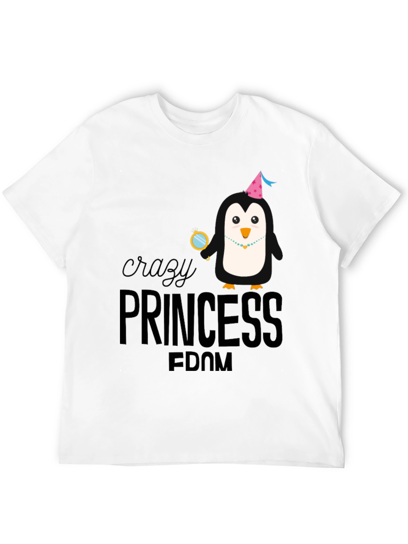 Crazy Princess Penguin T-Shirt - Black Cotton Tee