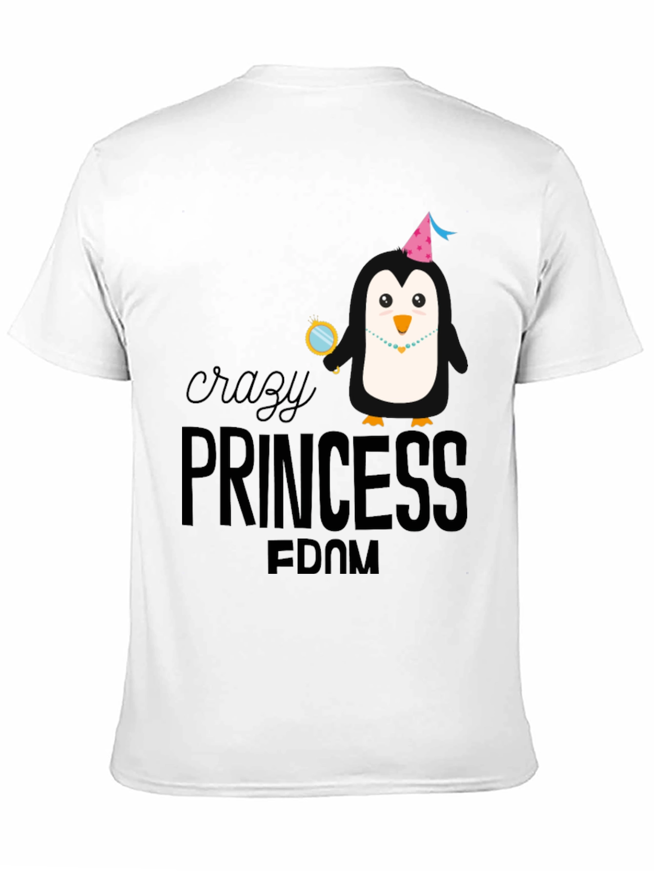 Crazy Princess Penguin T-Shirt - Black Cotton Tee