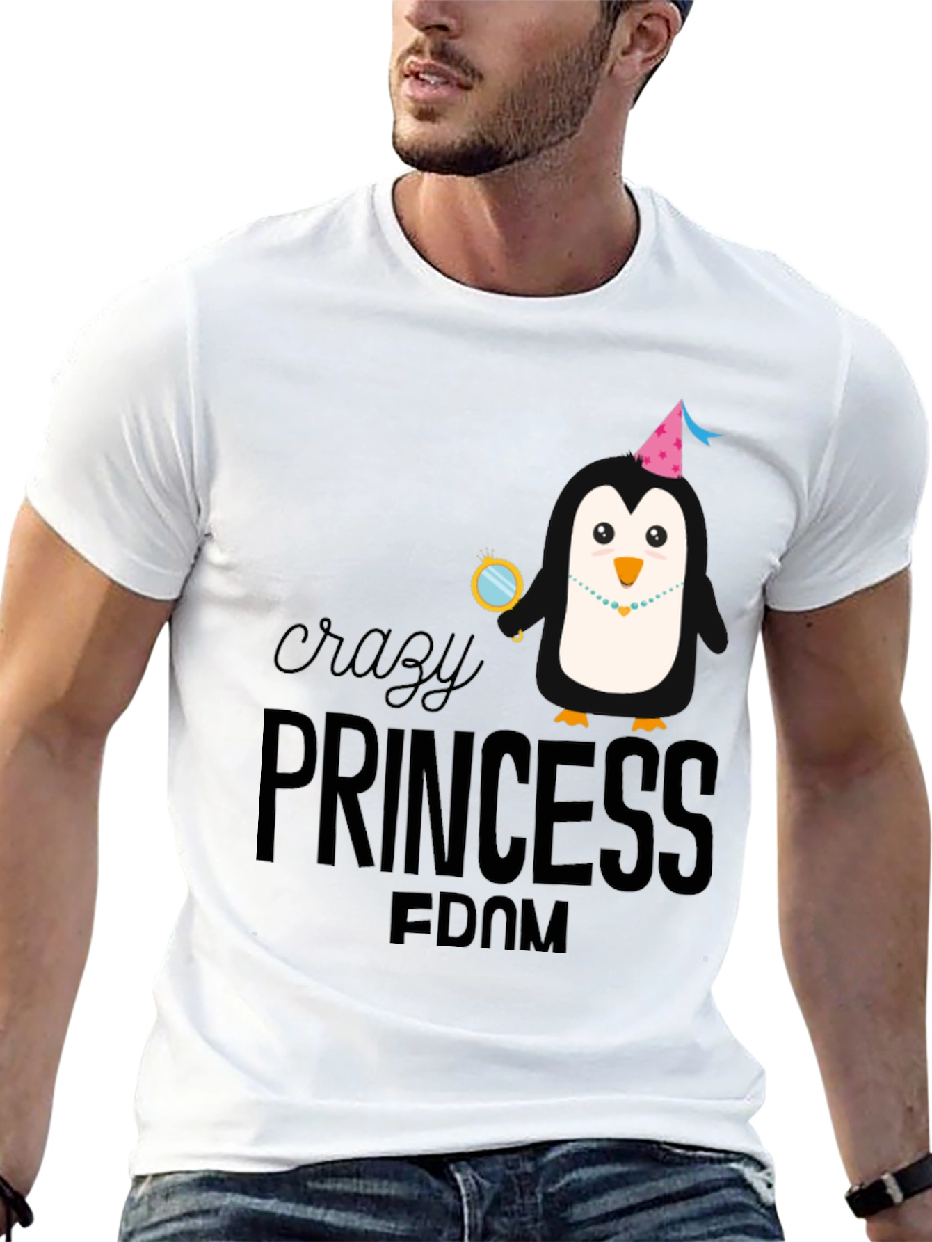 Crazy Princess Penguin T-Shirt - Black Cotton Tee