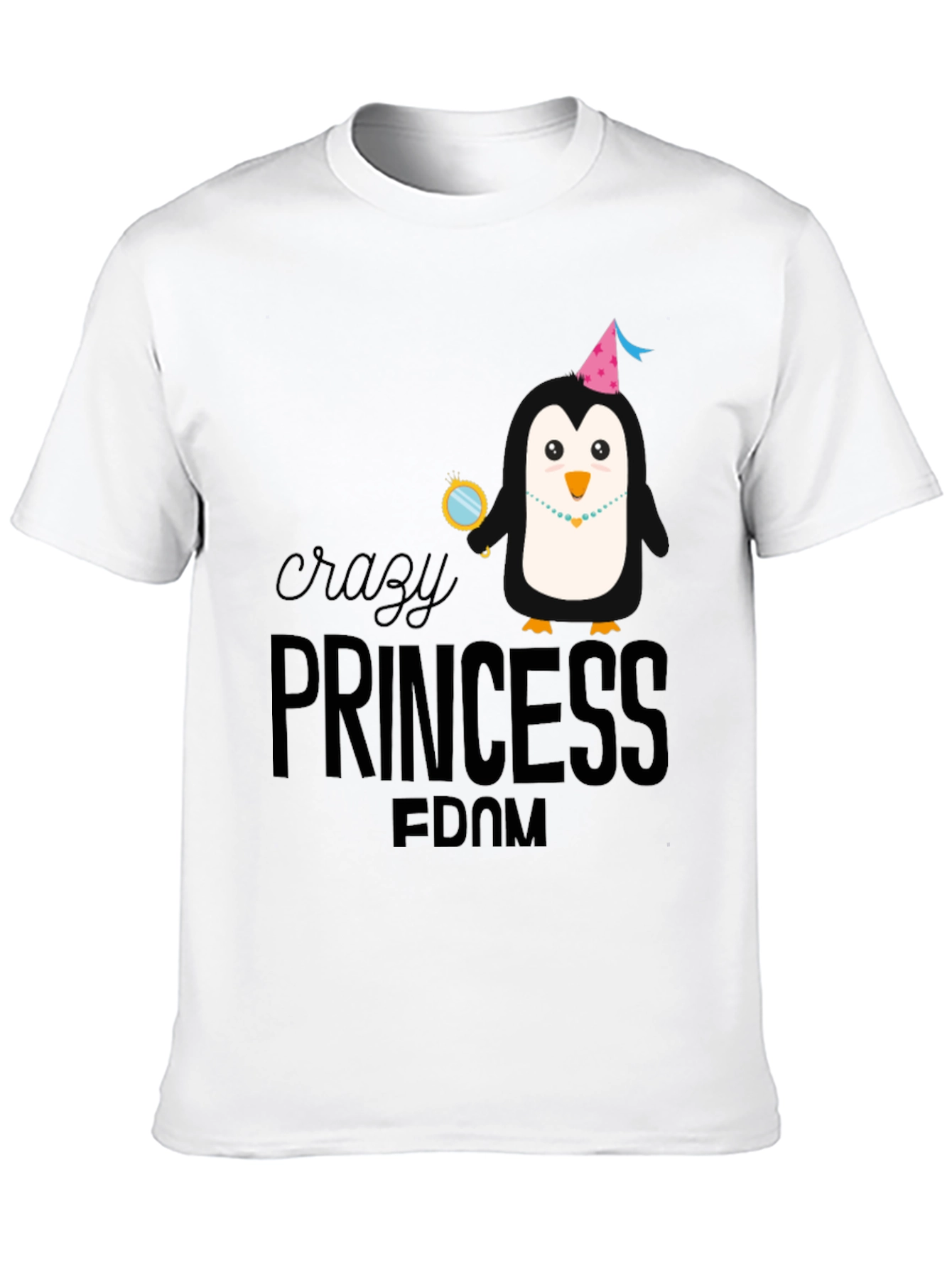 Crazy Princess Penguin T-Shirt - Black Cotton Tee