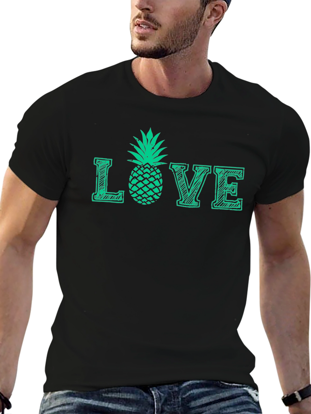 Love Pineapple Graphic T-Shirt - Black