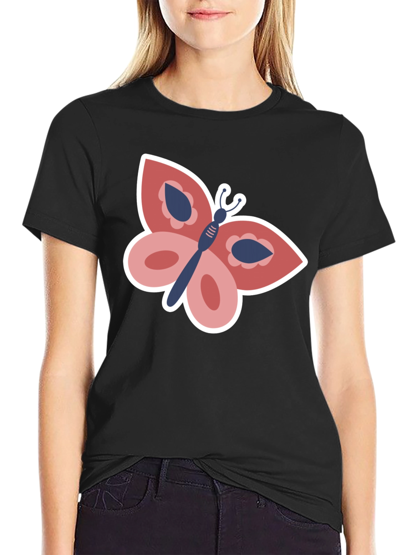 Butterfly Graphic Tee - Stylish Black T-Shirt