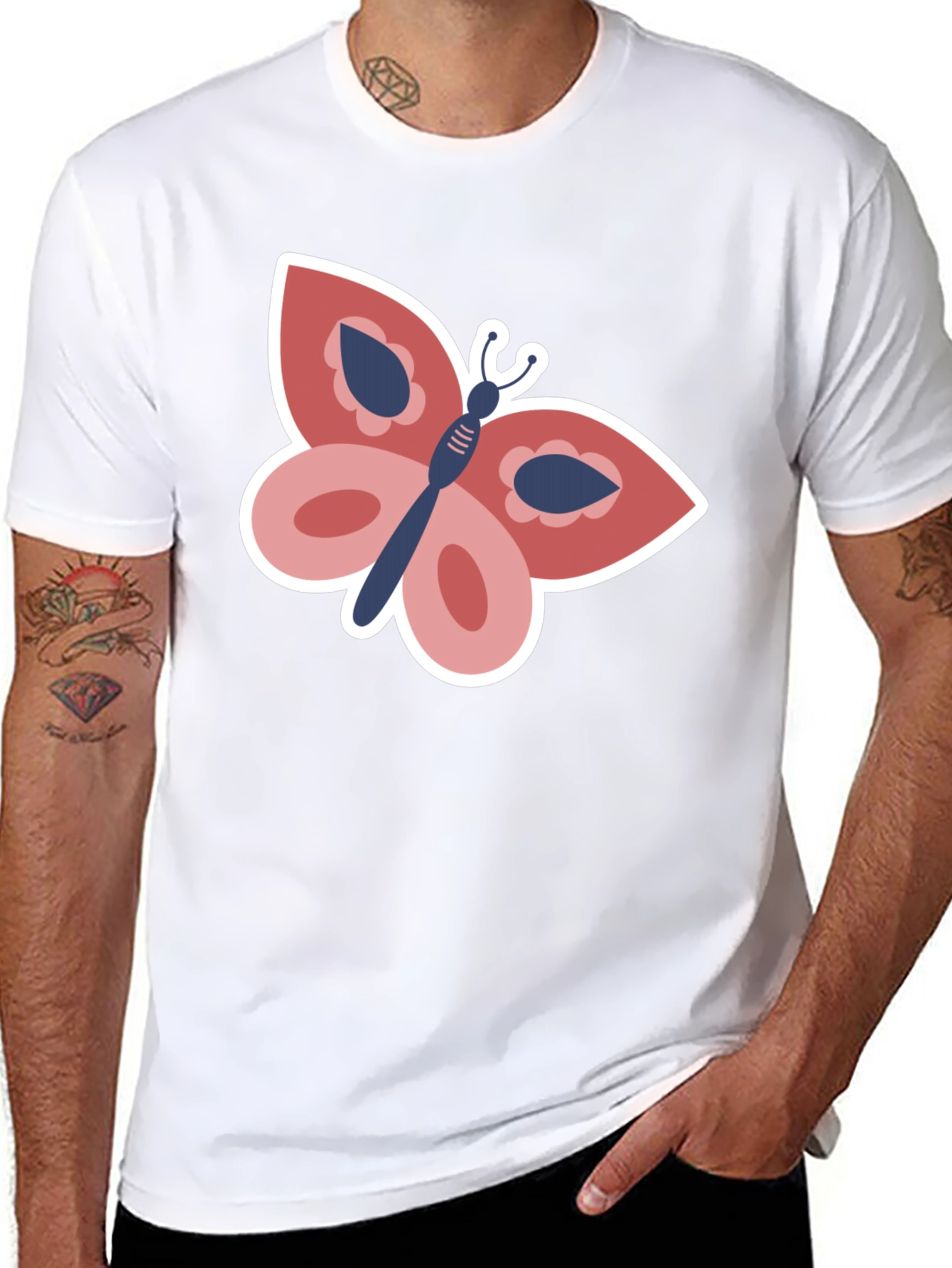 Butterfly Graphic Tee - Stylish Black T-Shirt