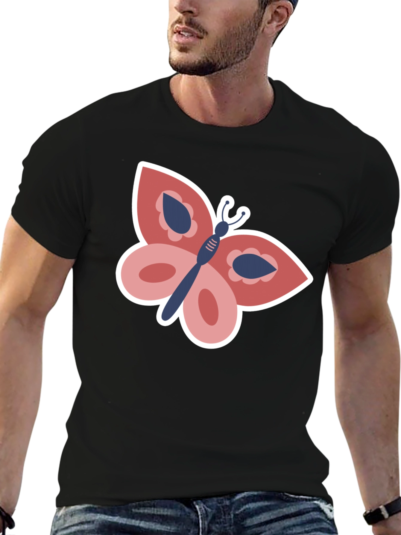 Butterfly Graphic Tee - Stylish Black T-Shirt