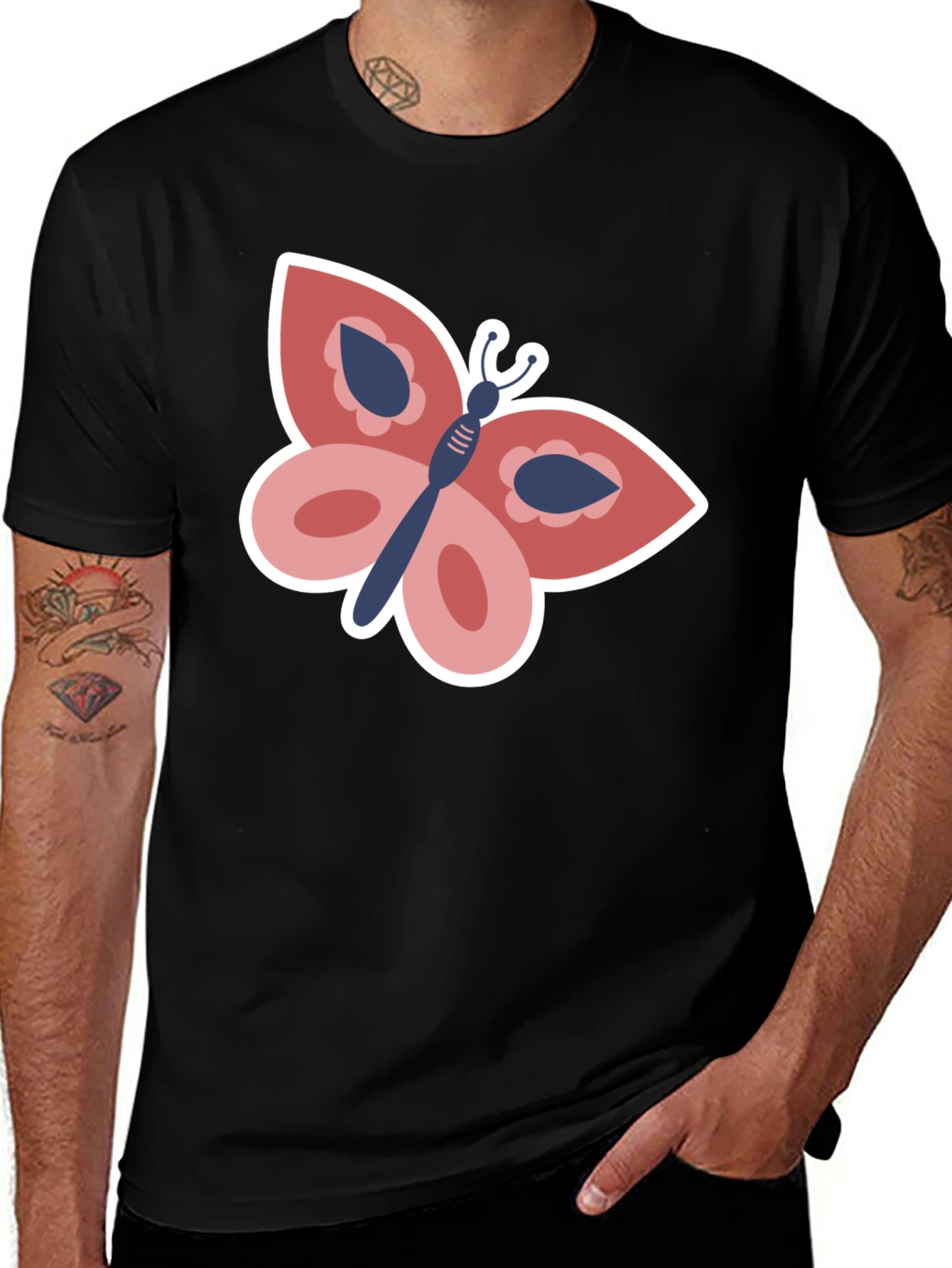 Butterfly Graphic Tee - Stylish Black T-Shirt