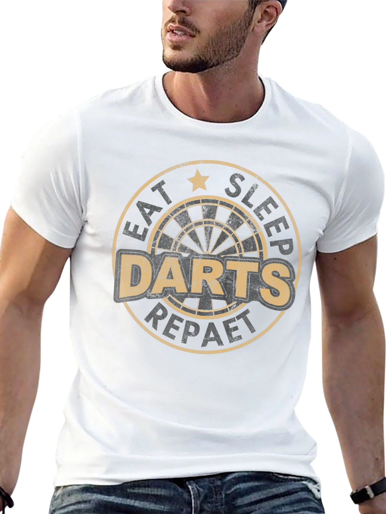 Eat Sleep Darts Repeat Black Graphic Tee