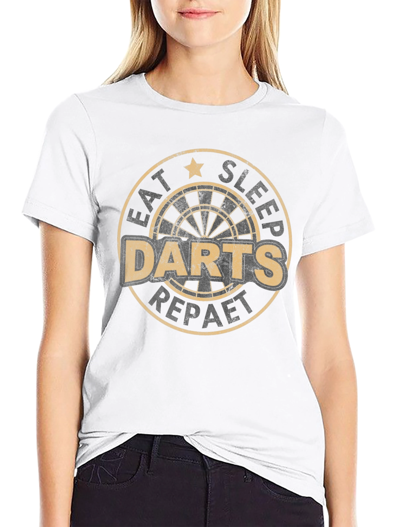 Eat Sleep Darts Repeat Black Graphic Tee
