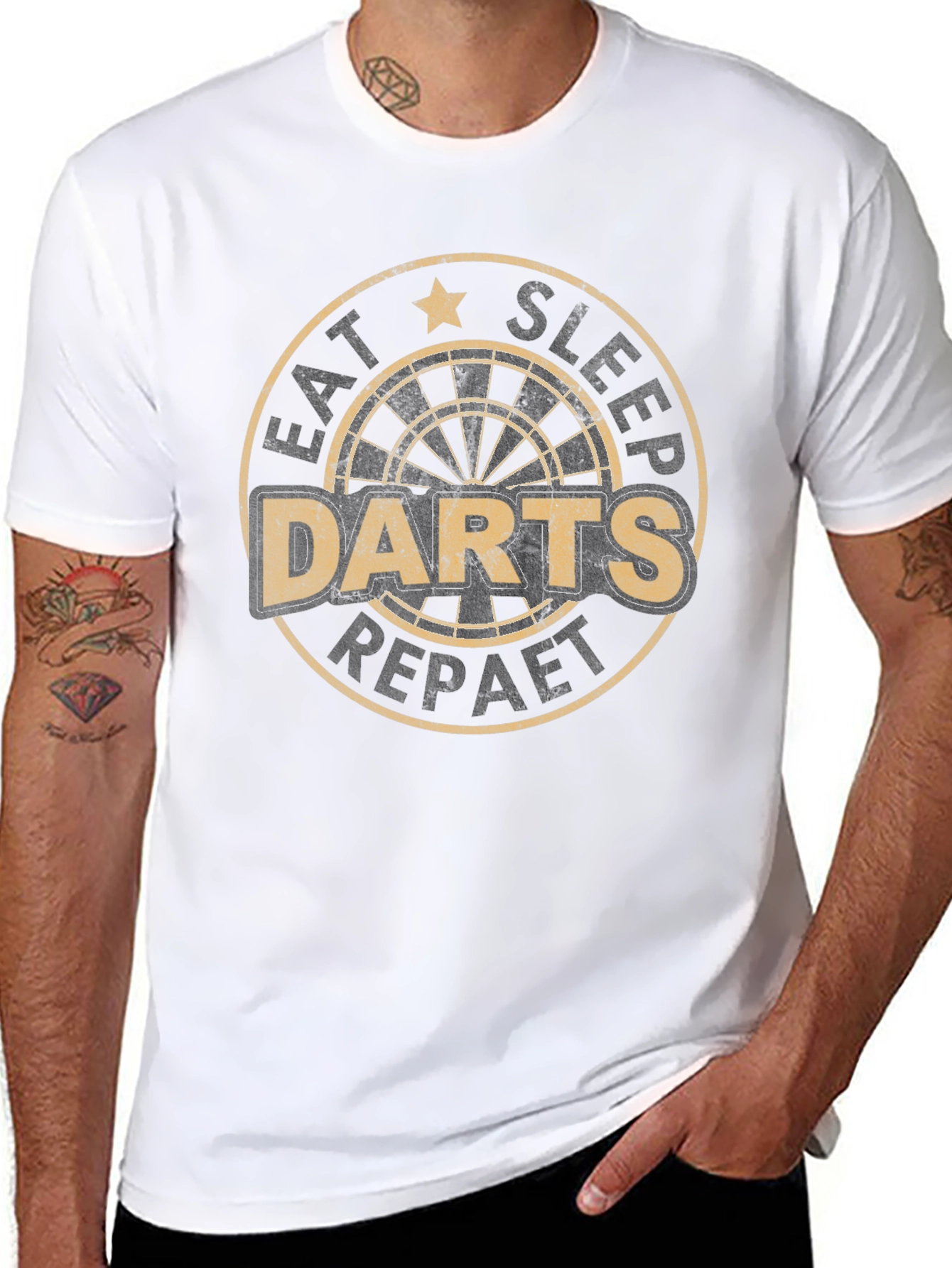 Eat Sleep Darts Repeat Black Graphic Tee