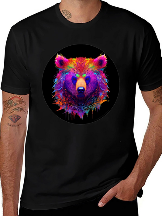 Neon Bear Graphic Tee - Mens Black T-Shirt
