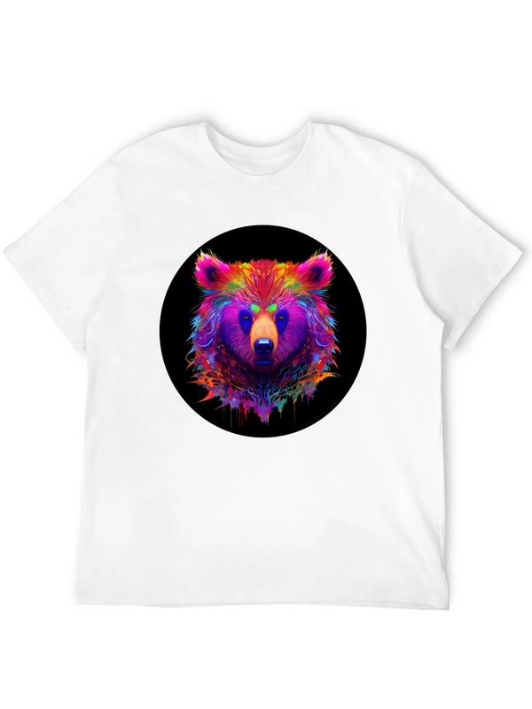 Neon Bear Graphic Tee - Mens Black T-Shirt