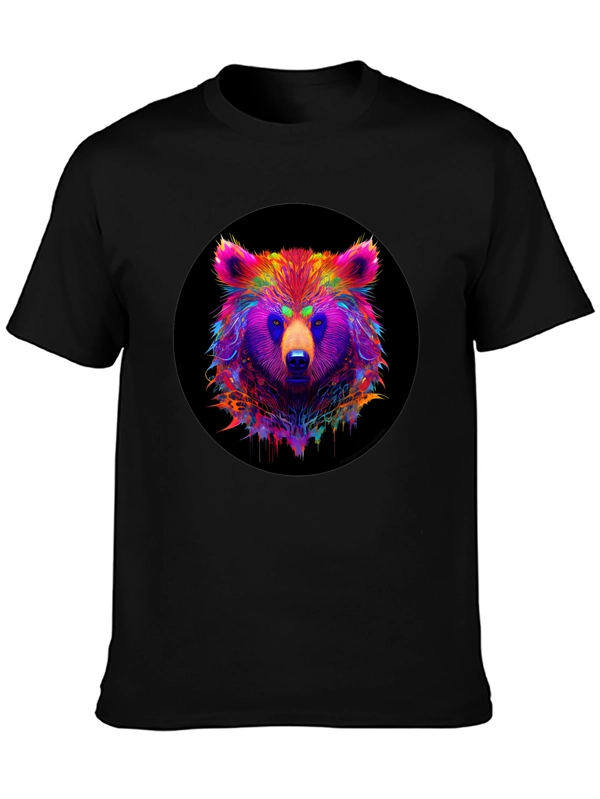 Neon Bear Graphic Tee - Mens Black T-Shirt