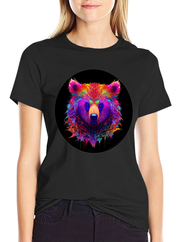 Neon Bear Graphic Tee - Mens Black T-Shirt