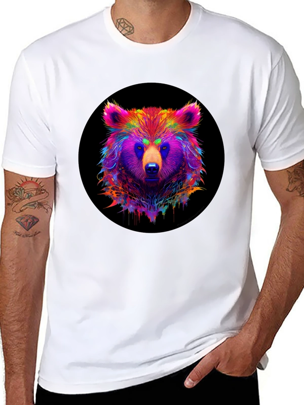 Neon Bear Graphic Tee - Mens Black T-Shirt
