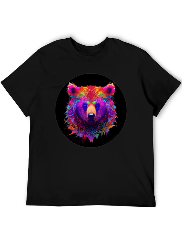 Neon Bear Graphic Tee - Mens Black T-Shirt