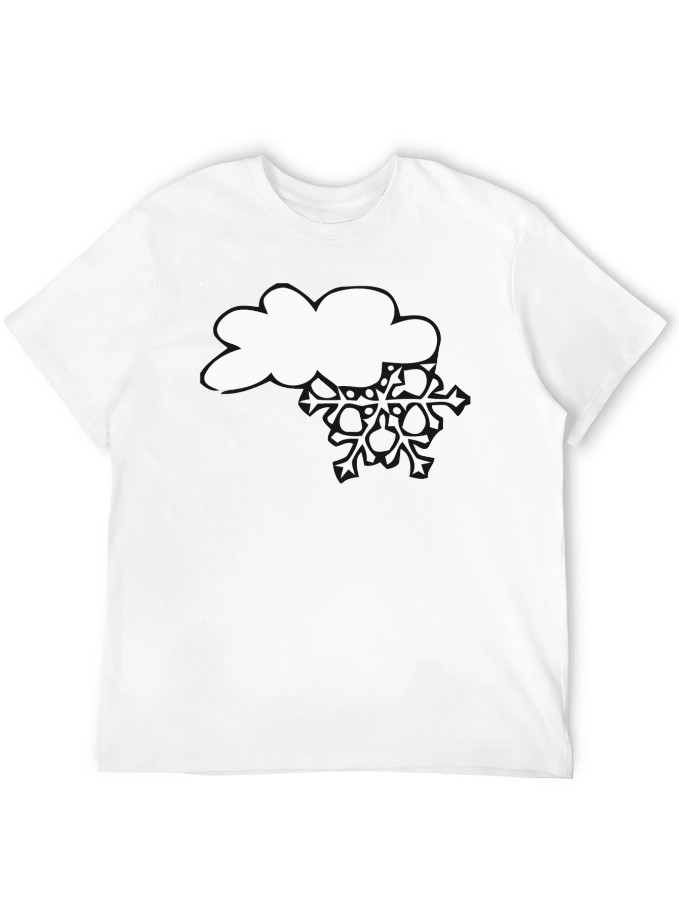 Snowy Cloud Graphic Tee - Black Cotton T-Shirt