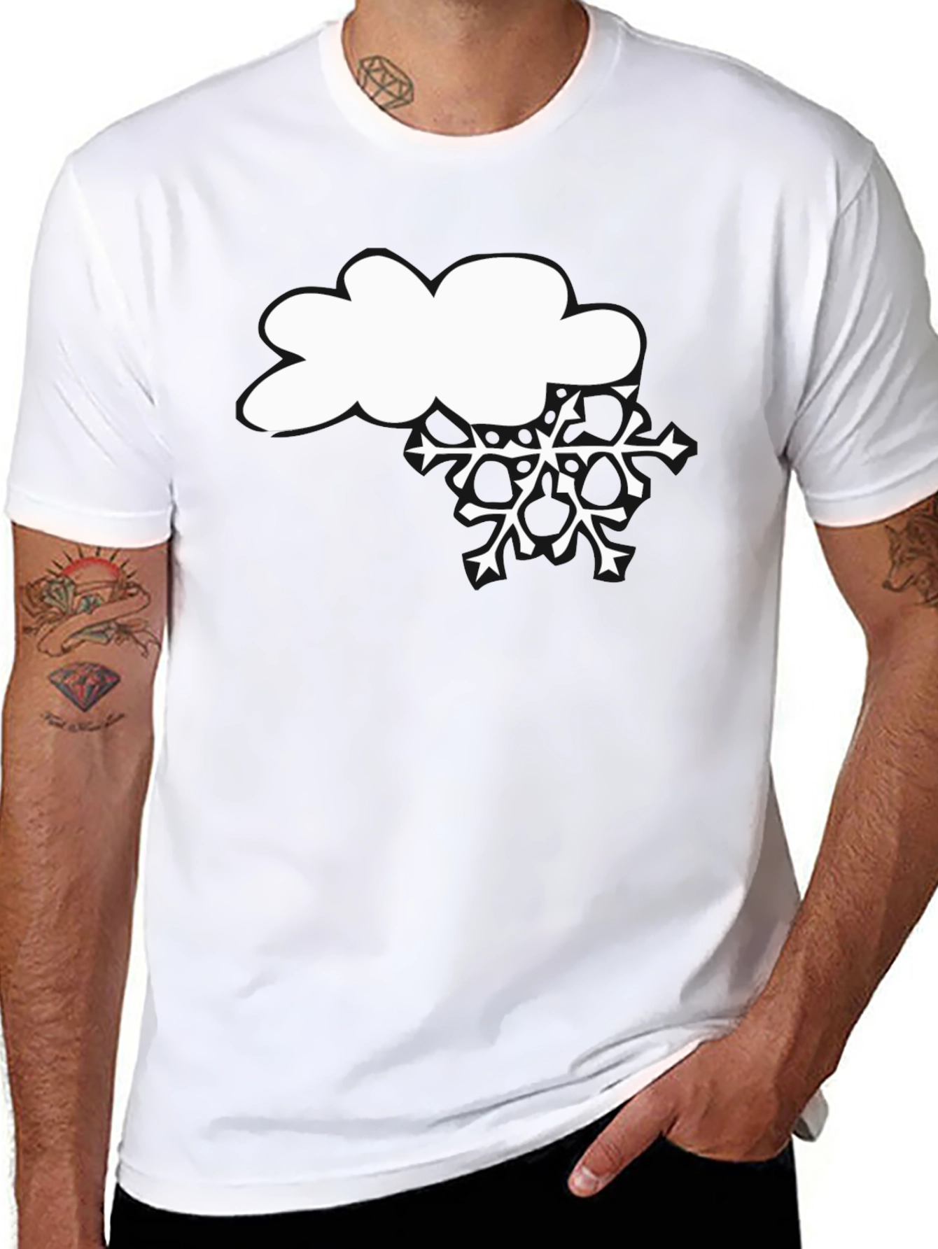 Snowy Cloud Graphic Tee - Black Cotton T-Shirt
