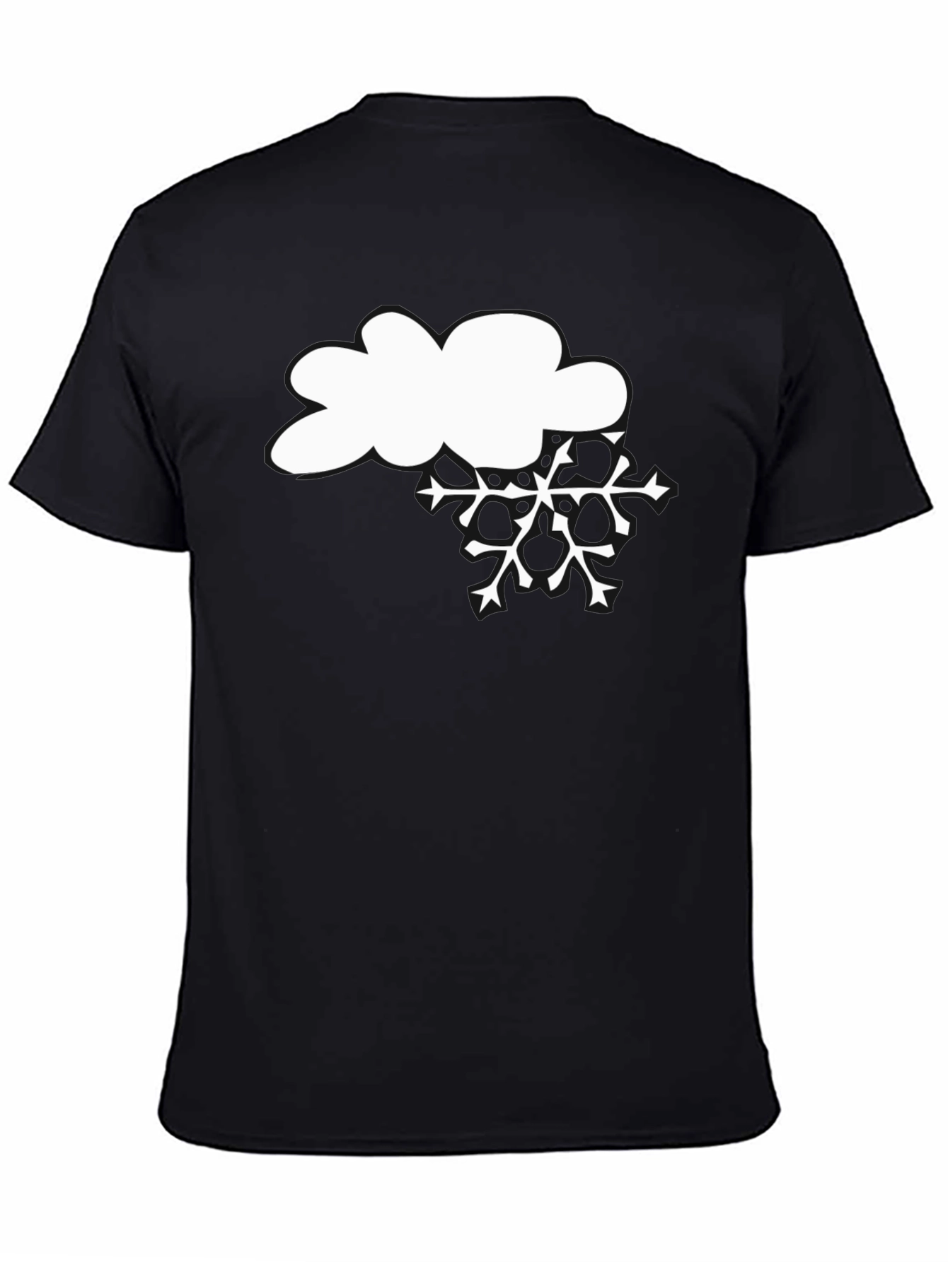 Snowy Cloud Graphic Tee - Black Cotton T-Shirt