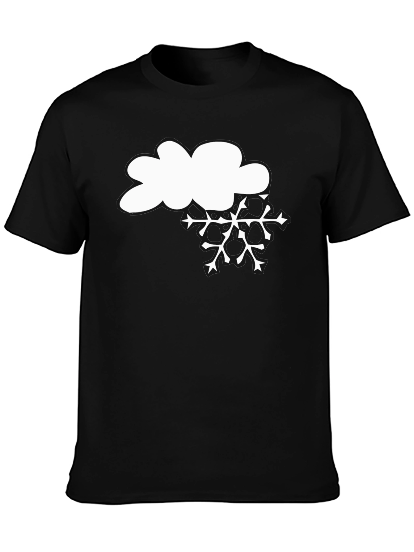 Snowy Cloud Graphic Tee - Black Cotton T-Shirt
