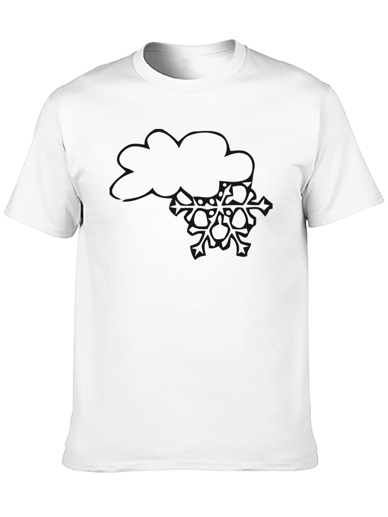 Snowy Cloud Graphic Tee - Black Cotton T-Shirt