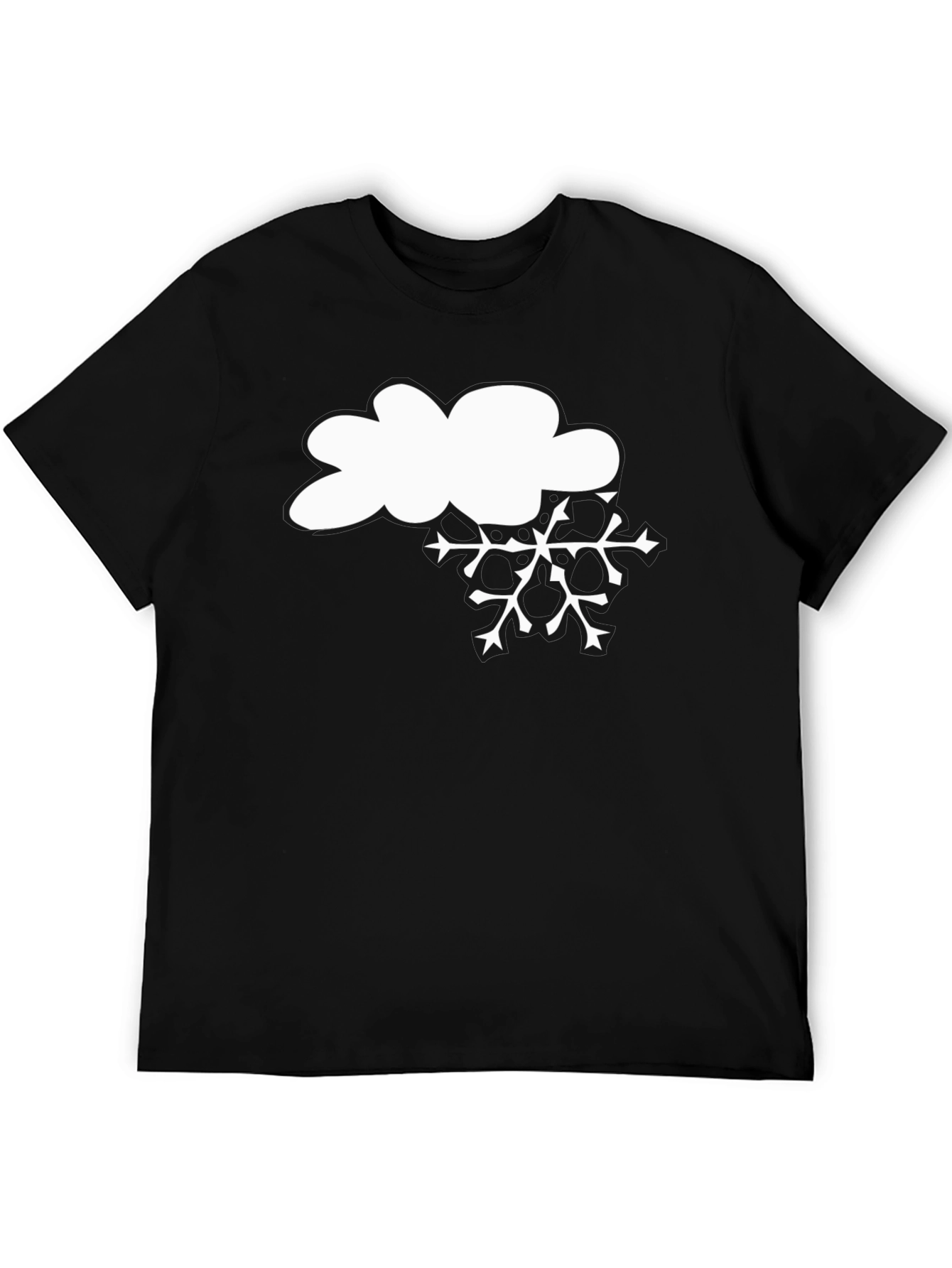 Snowy Cloud Graphic Tee - Black Cotton T-Shirt