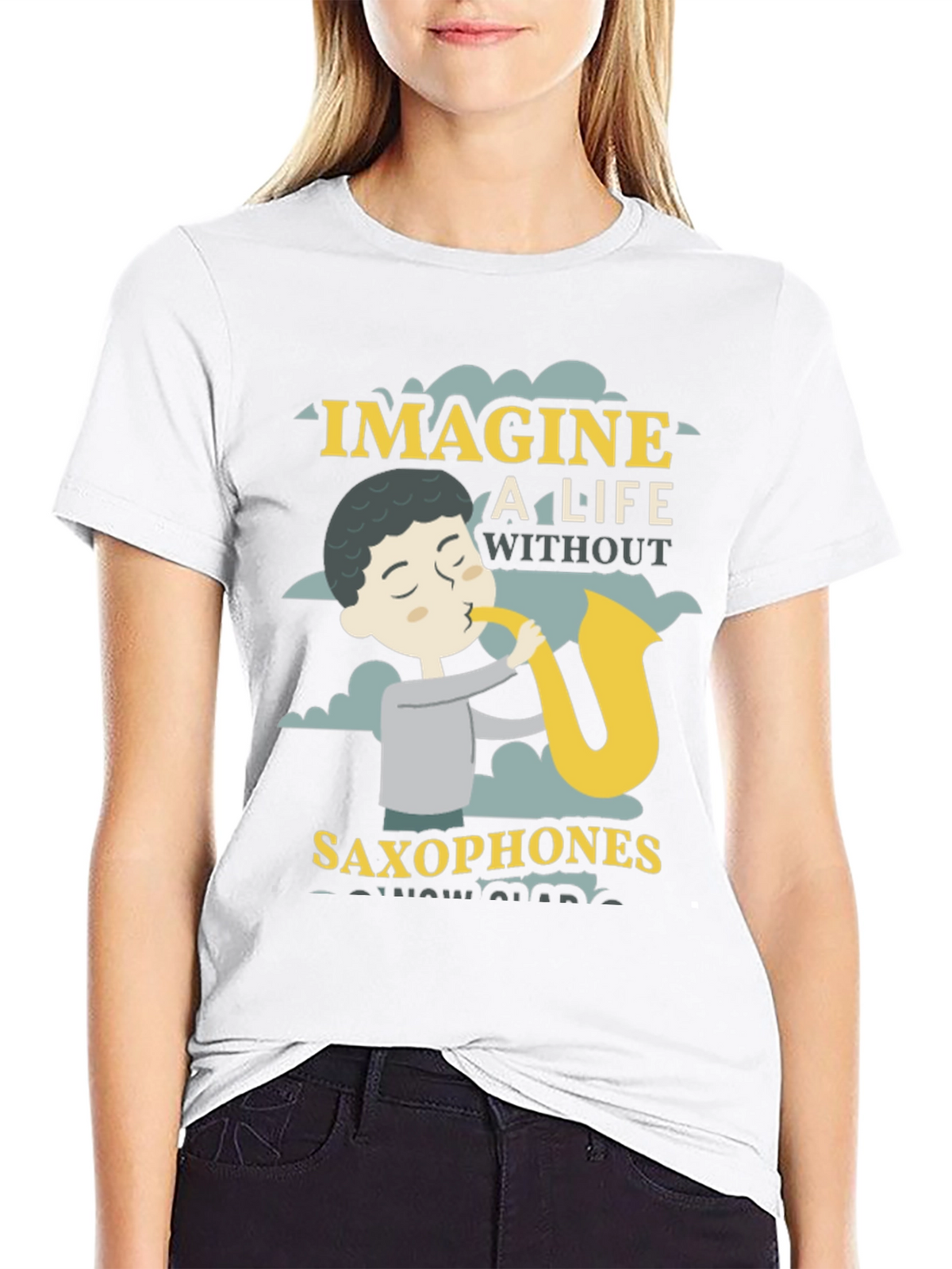 Imagine A Life Without Saxophones Black T-Shirt