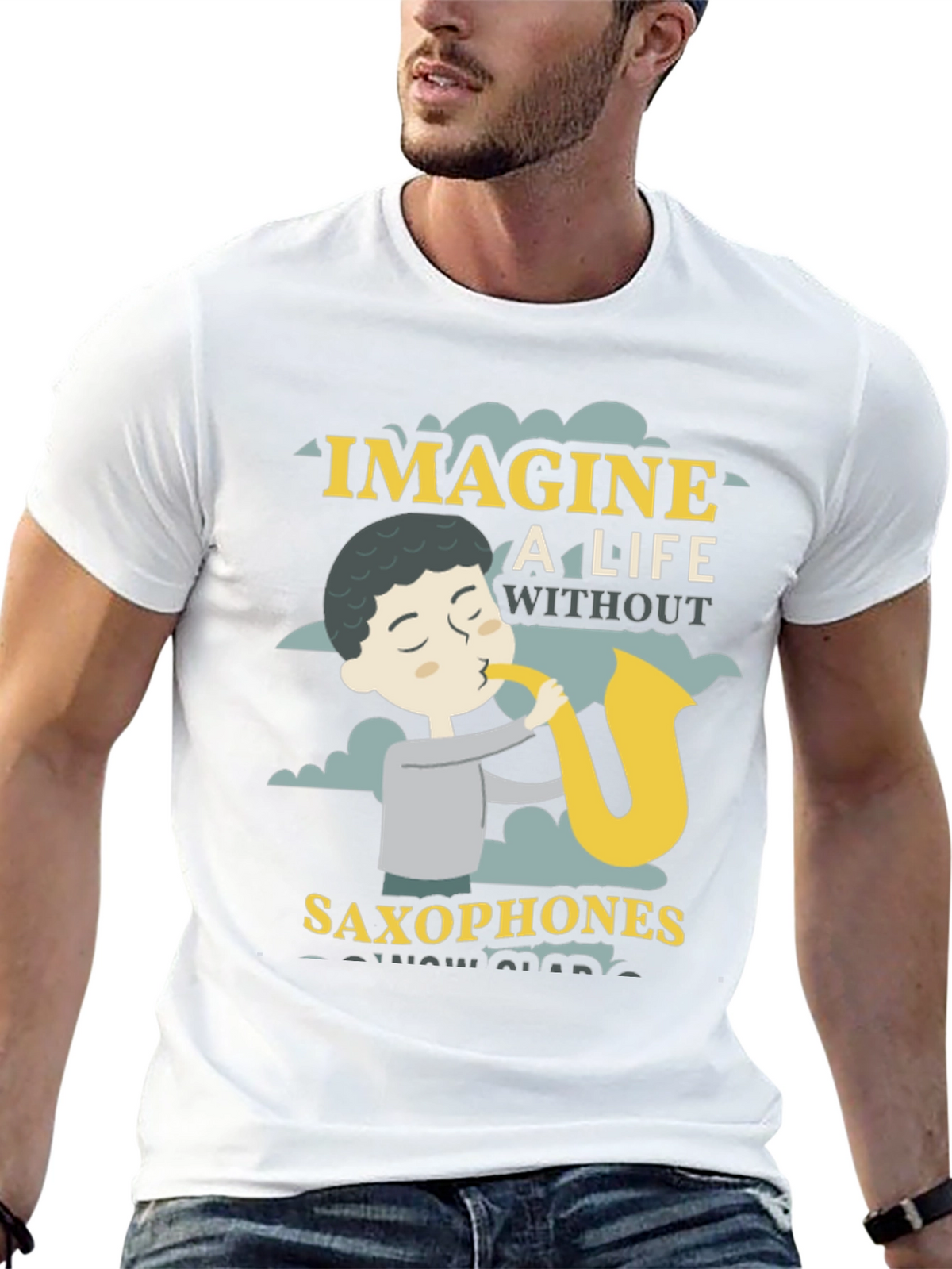 Imagine A Life Without Saxophones Black T-Shirt
