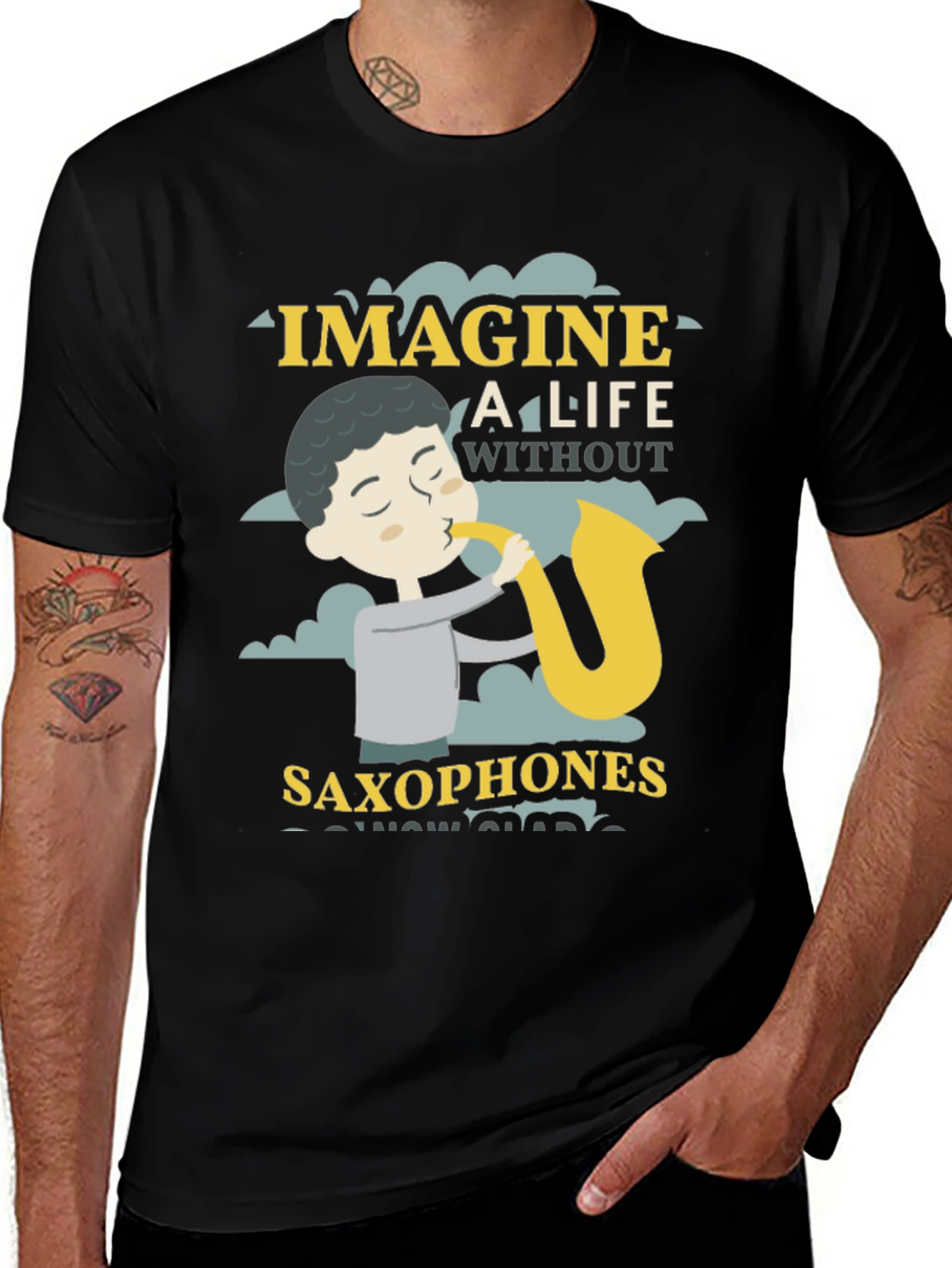 Imagine A Life Without Saxophones Black T-Shirt