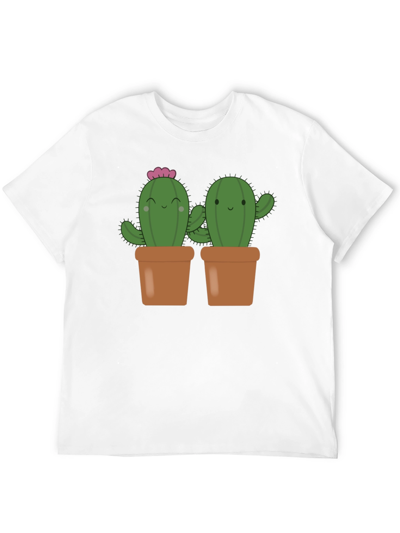 Cute Cactus in Pots Black T-Shirt