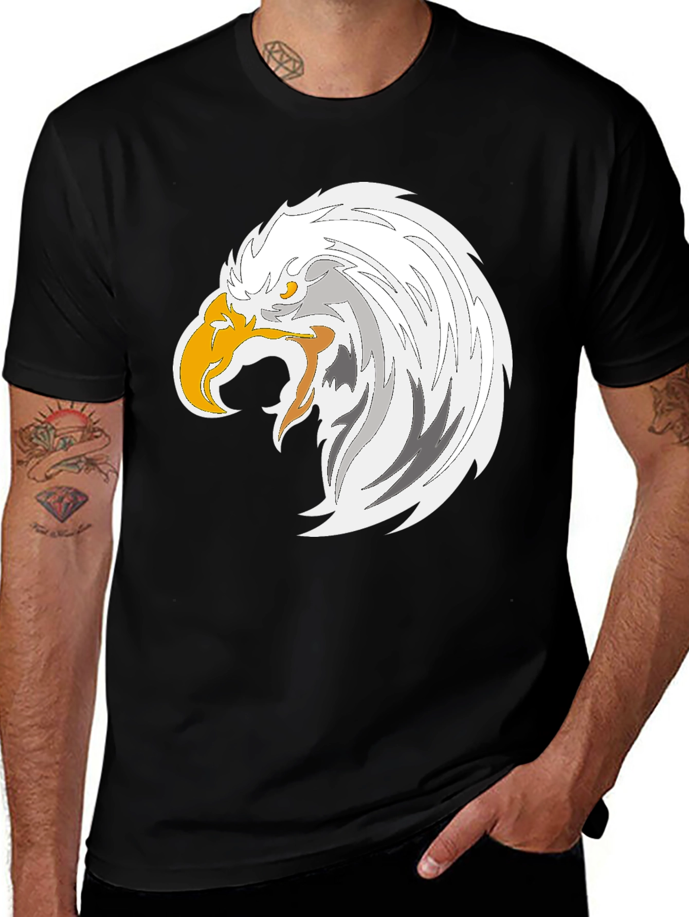 Eagle Graphic Tee - Bold Black Cotton T-Shirt