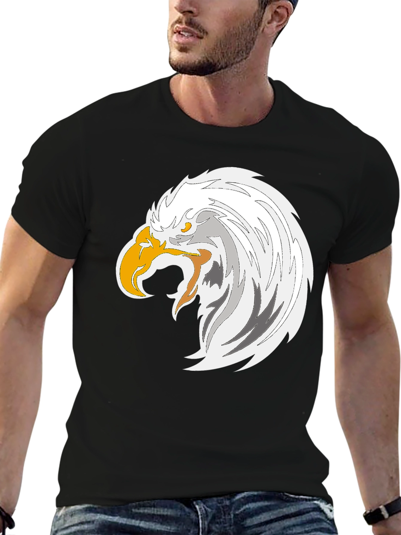 Eagle Graphic Tee - Bold Black Cotton T-Shirt