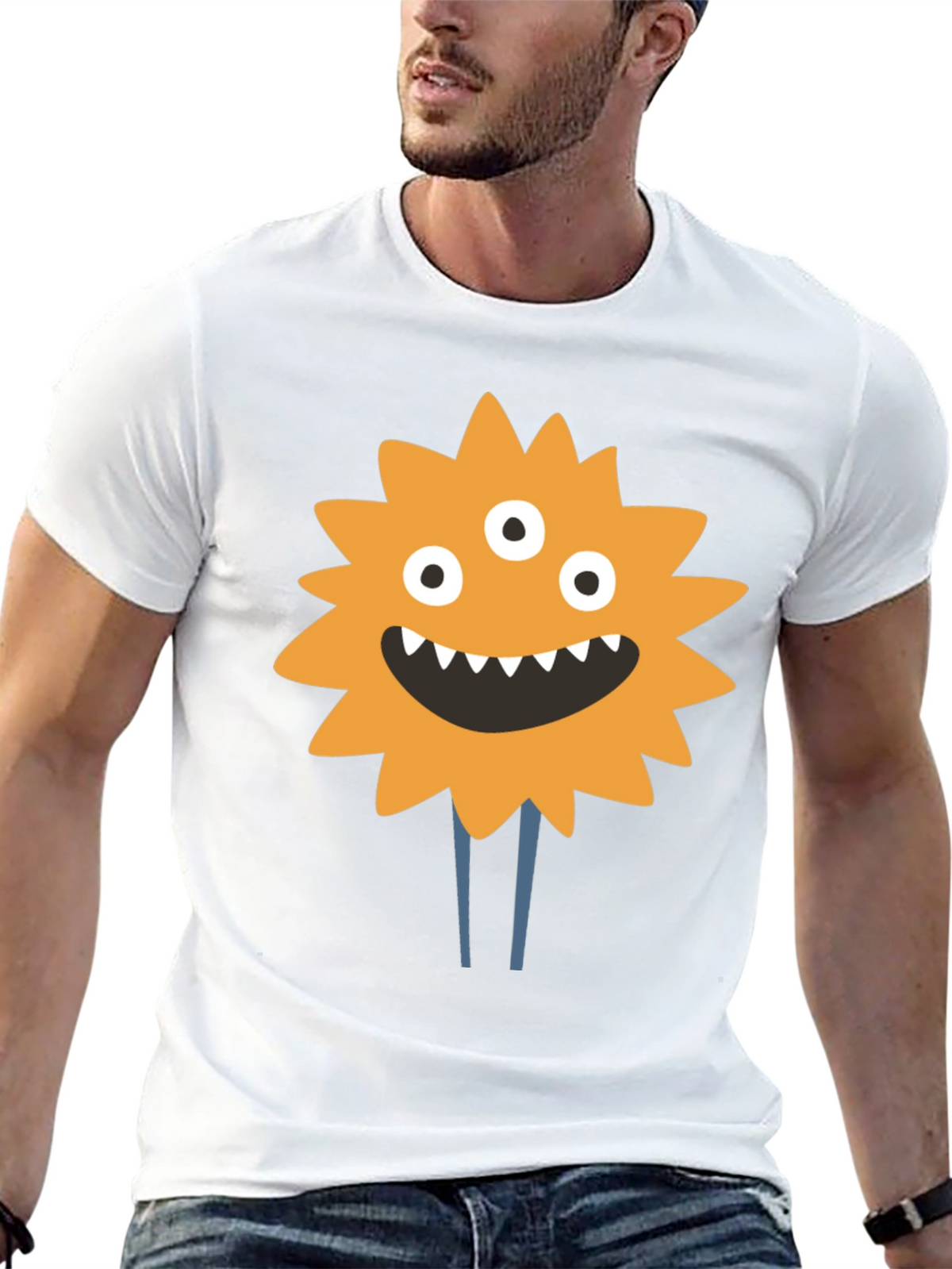 Monster Graphic Print T-Shirt - Black