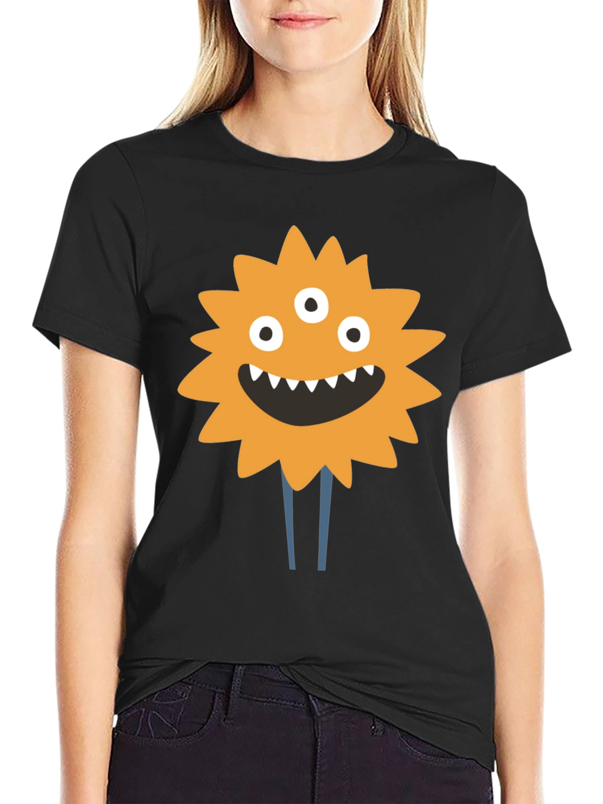 Monster Graphic Print T-Shirt - Black