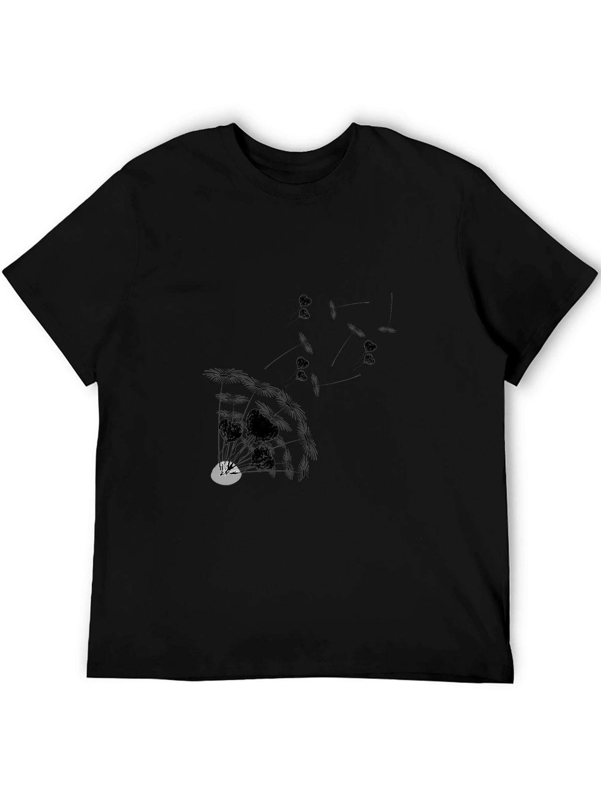 Graphic Print Mens T-Shirt - Black