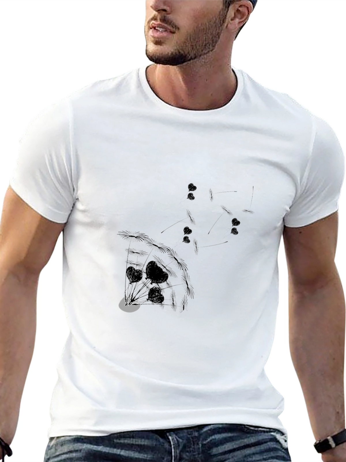 Graphic Print Mens T-Shirt - Black