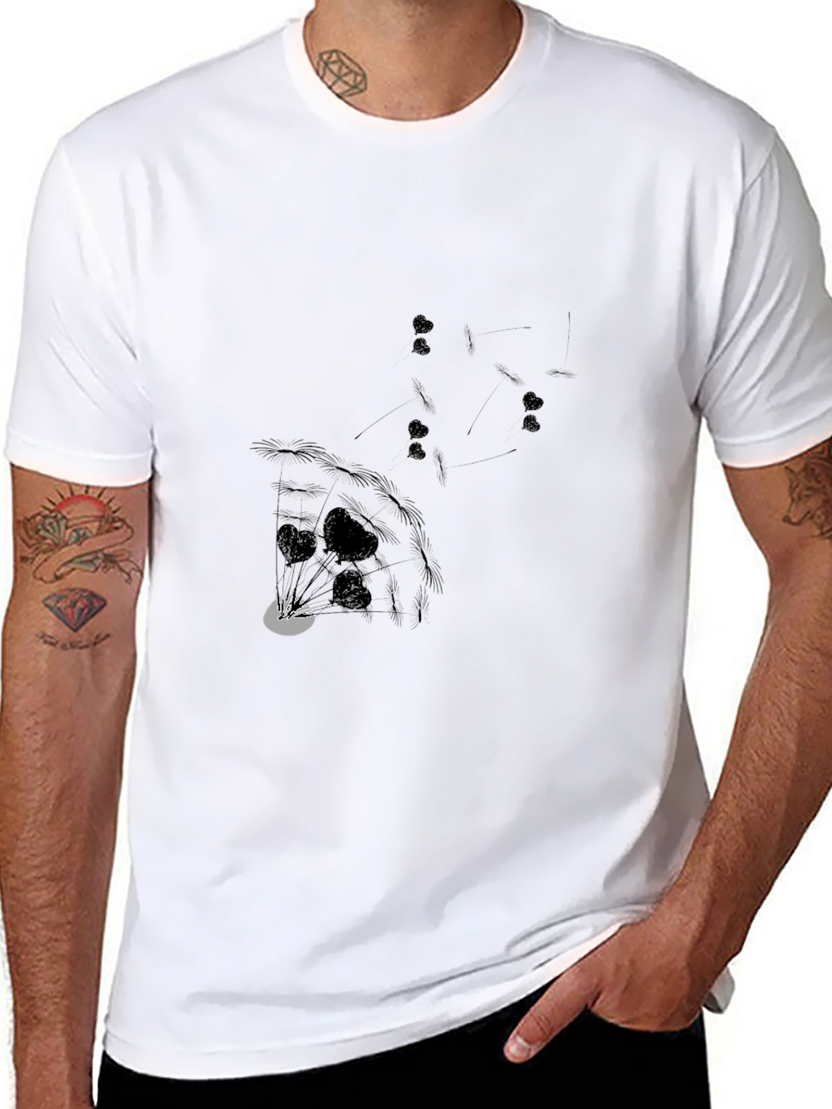 Graphic Print Mens T-Shirt - Black