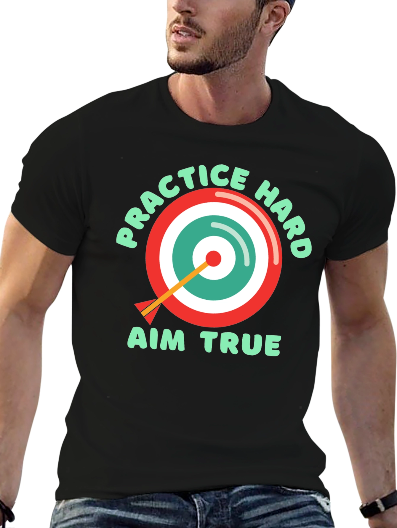 Practice Hard Aim True T-Shirt - Black