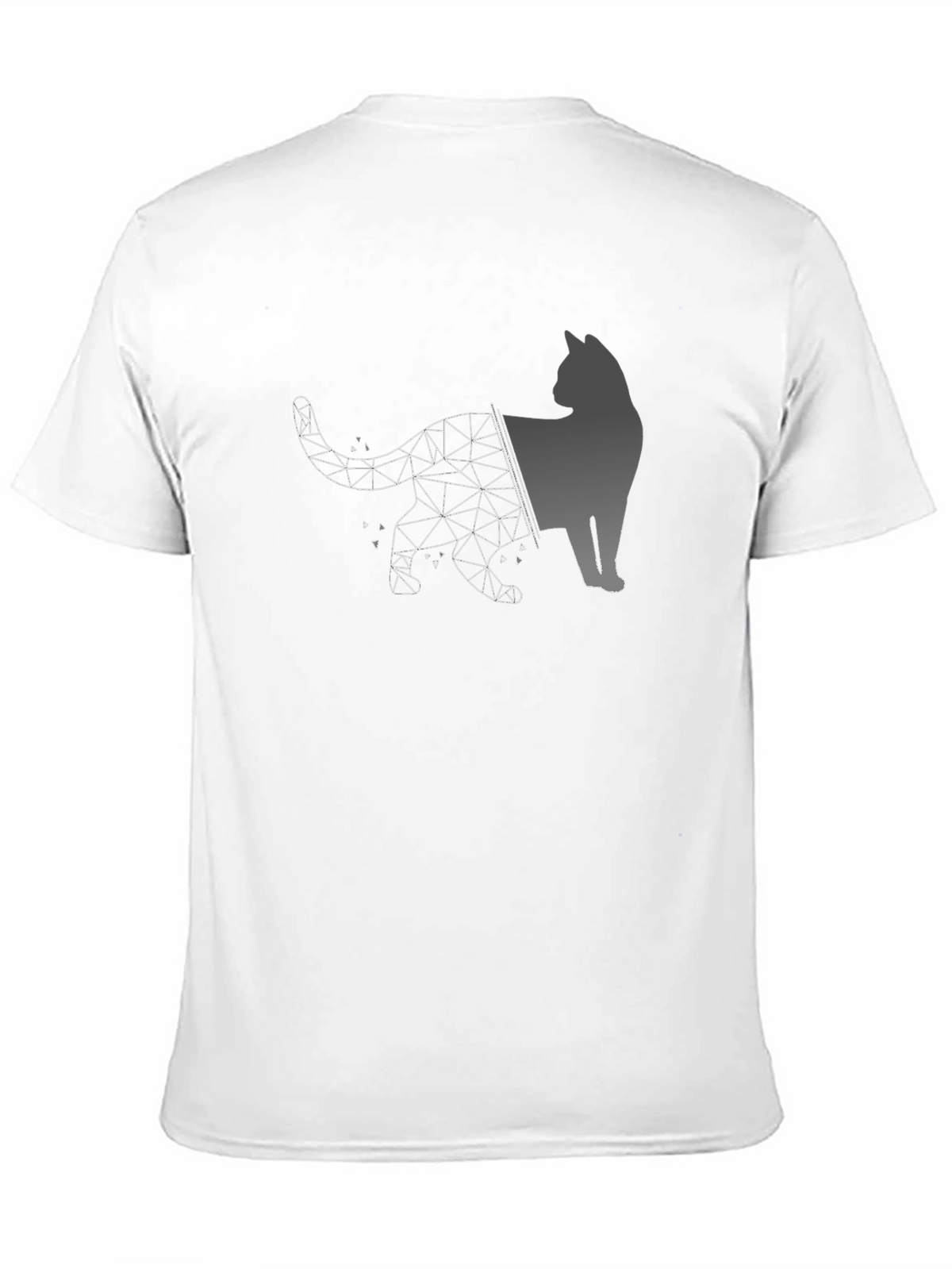 Geometric Cat Graphic Black T-Shirt