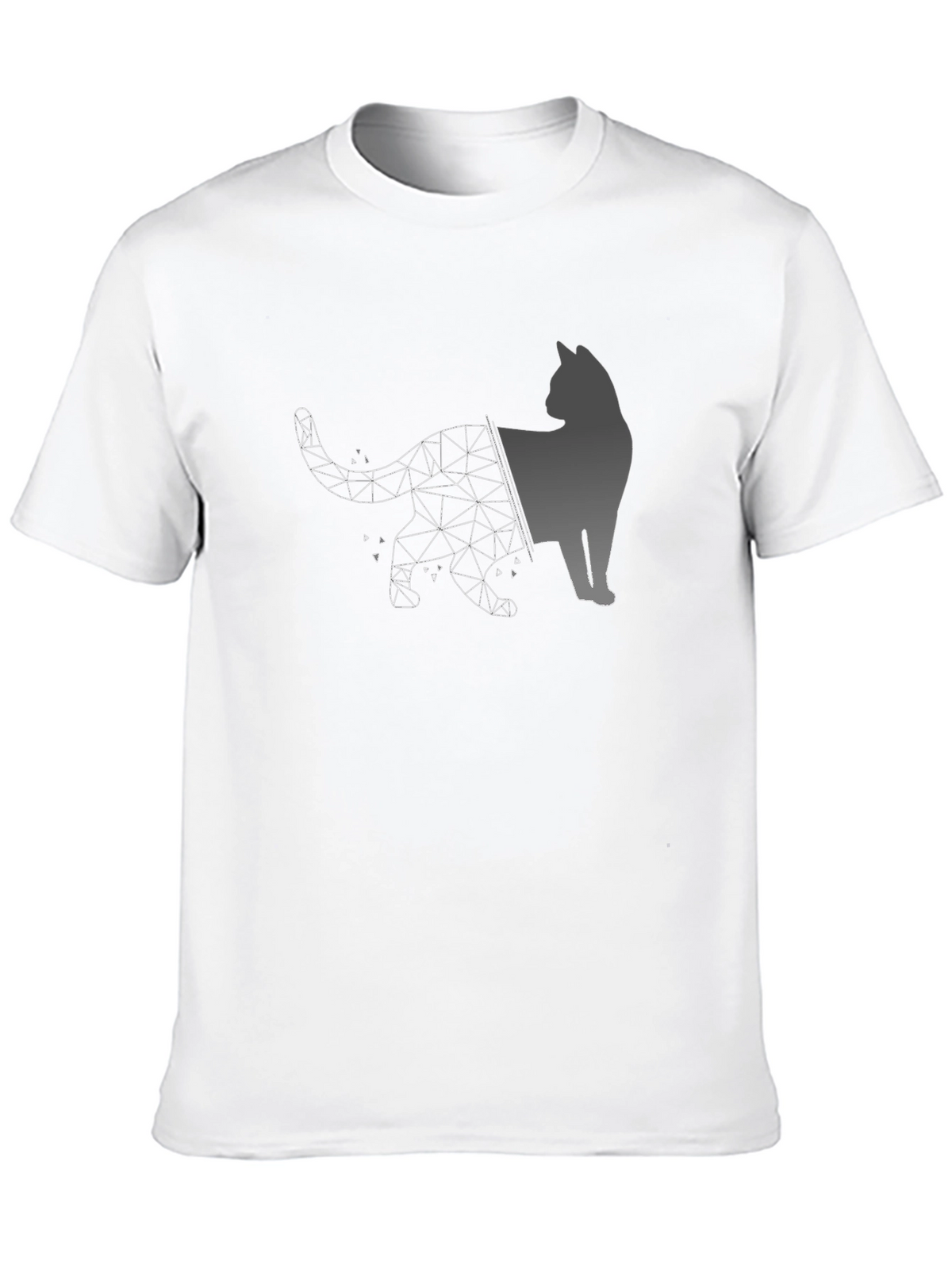 Geometric Cat Graphic Black T-Shirt