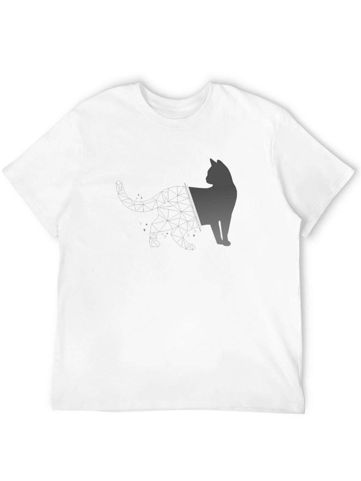 Geometric Cat Graphic Black T-Shirt