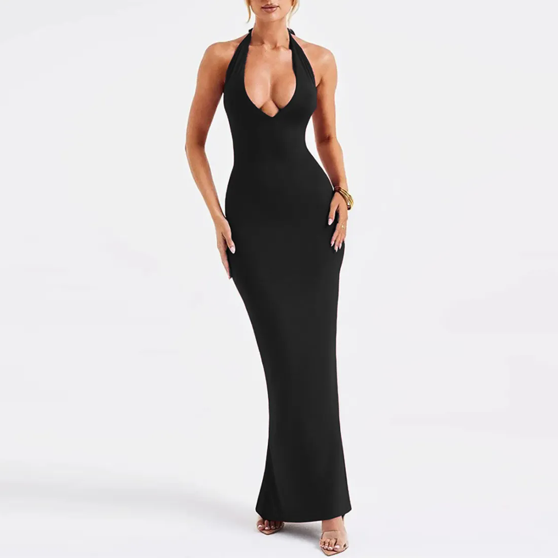 Women's Summer Slim-Fit Halter Neck Sexy Tight Maxi Dress