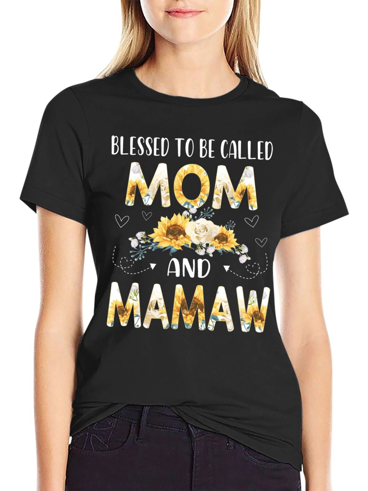Blessed Mom & Mamaw Sunflower Graphic Tee